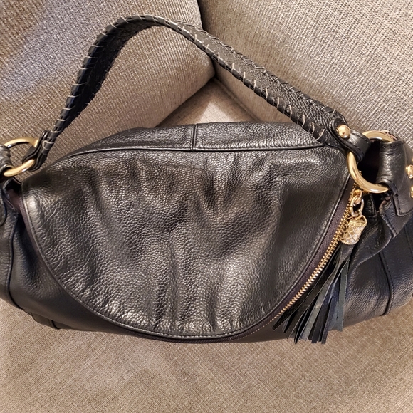 Onna Ehrlich Genuine Pebbled Soft Leather Purse Bag Hobo Soft Extra Large Tassel - Picture 5 of 11